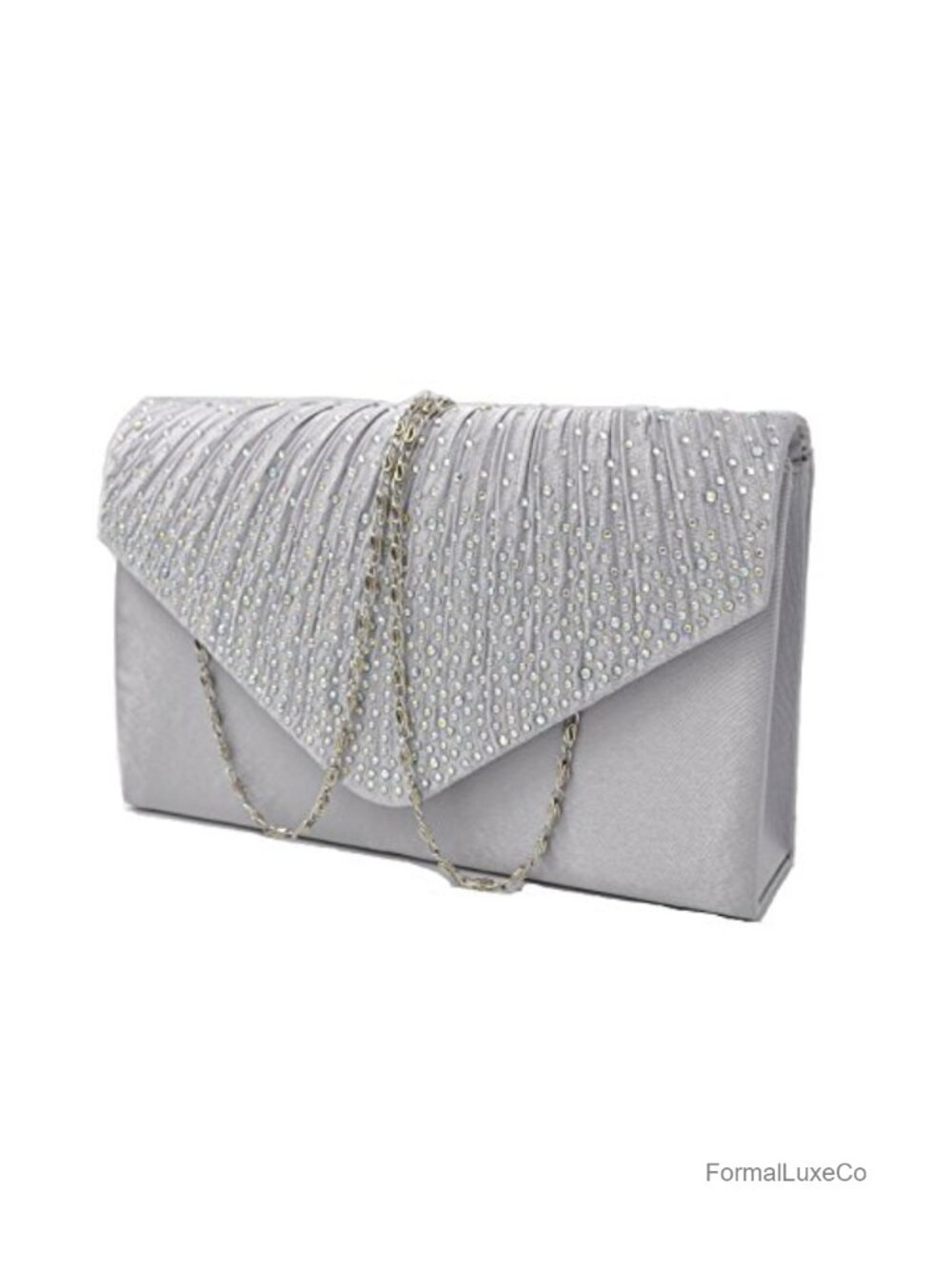 Satin Envelope Clutch with Chain Strap - Picture 3 of 6